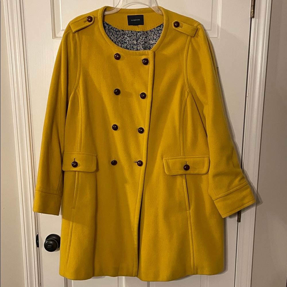 Lands' End Women's Mustard Pea Coat